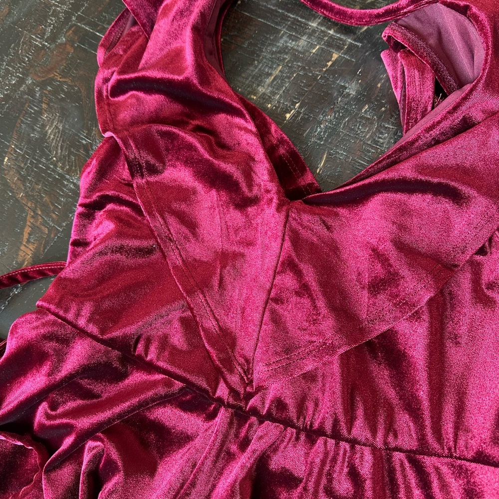 Torrid Midi Elegant Burgundy velvet Wrap Dress NWT perfect for a Christmas party - Picture 8 of 8